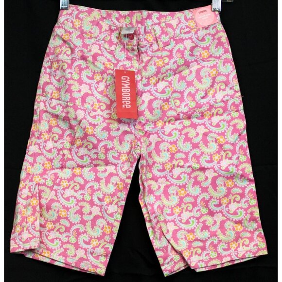 NWT 2006 Gymboree Palm Springs Pink Paisley Bermuda Shorts Flowers sz 12 - Picture 1 of 8